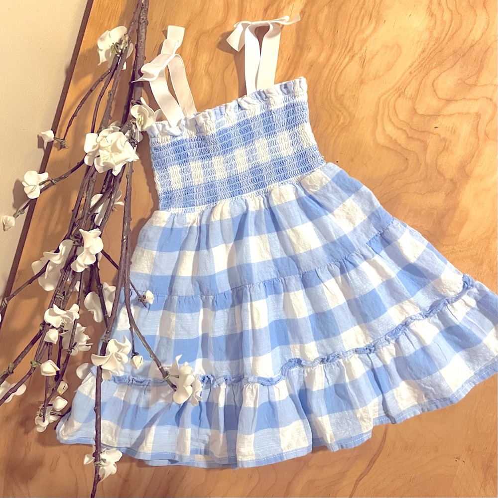 Janie and Jack Baby Blue, White Plaid Sundress